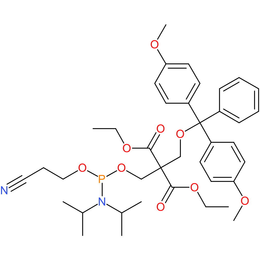 Propanedioic acid,[[bis(4-methoxyphenyl)phenylmethoxy]methyl][[[[bis(1-methylethyl)amino](2-cyanoethoxy)phosphino]oxy]methyl]-, diethyl ester