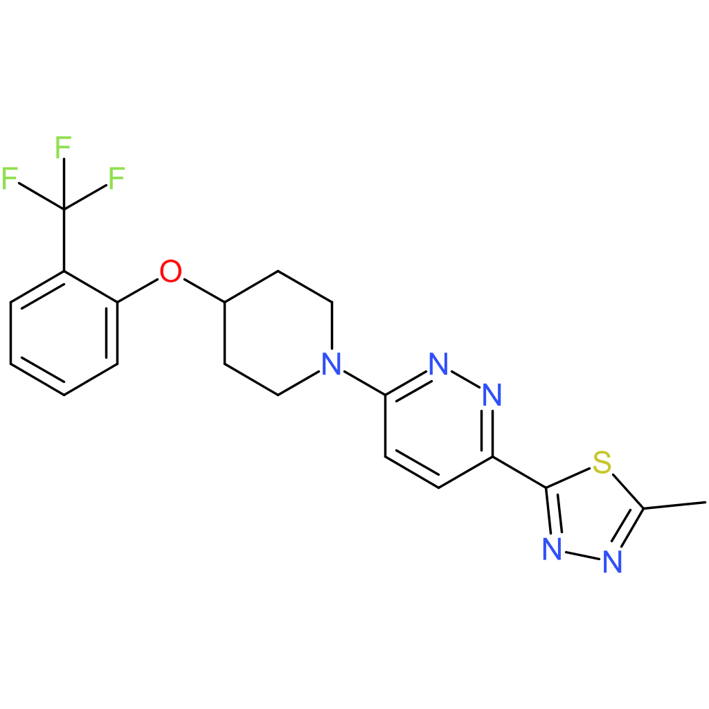 2-Methyl-5-(6-(4-(2-(trifluoromethyl)phenoxy)piperidin-1-yl)pyridazin-3-yl)-1,3,4-thiadiazole
