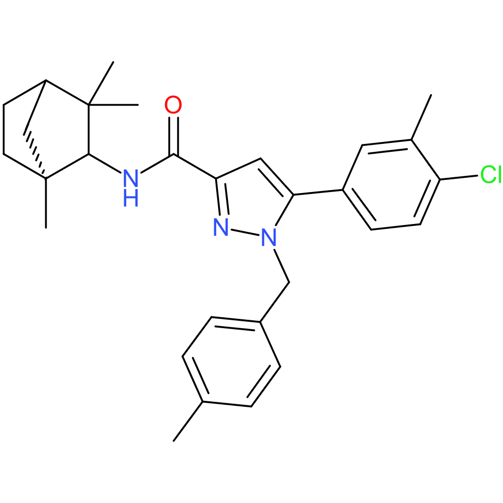 5-(4-Chloro-3-methylphenyl)-1-((4-methylphenyl)methyl)-N-(1,3,3-trimethylbicyclo(2.2.1)hept-2-yl)-1H-pyrazole-3-carboxamide (1S-endo)-