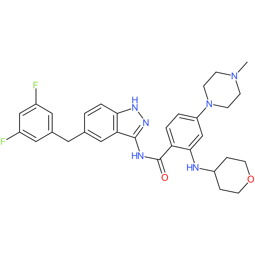 N-(5-(3,5-difluorobenzyl)-1H-indazol-3-yl)-4-(4-methylpiperazin-1-yl)-2-(tetrahydro-2H-pyran-4-ylamino)benzamide