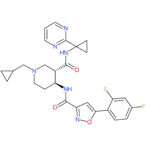3-Piperidinecarboxamide, 1-(cyclopropylmethyl)-4-[[[5-(2,4-difluorophenyl)-3-isoxazolyl]carbonyl]amino]-N-[1-(2-pyrimidinyl)cyclopropyl]-, (3S,4S)-