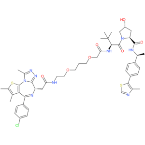 (2S,4R)-1-[(2S)-2-[[2-[3-[2-[[2-[(9S)-7-(4-Chlorophenyl)-4,5,13-trimethyl-3-thia-1,8,11,12-tetrazatricyclo[8.3.0.02,6]trideca-2(6),4,7,10,12-pentaen-9-yl]acetyl]amino]ethoxy]propoxy]acetyl]amino]-3,3-dimethylbutanoyl]-4-hydroxy-N-[(1S)-1-[4-(4-methyl-1,3-thiazol-5-yl)phenyl]ethyl]pyrrolidine-2-carboxamide
