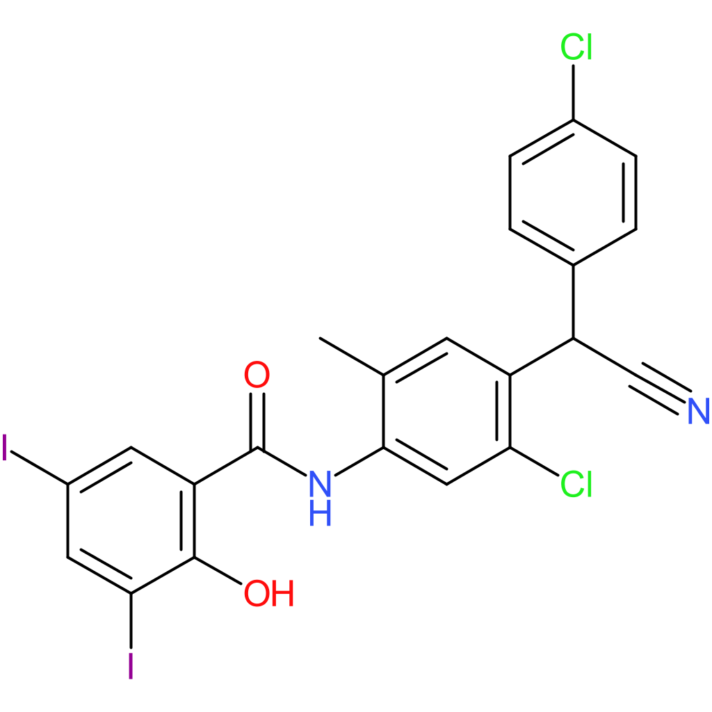 N-(5-Chloro-4-((4-chlorophenyl)(cyano)methyl)-2-methylphenyl)-2-hydroxy-3,5-diiodobenzamide