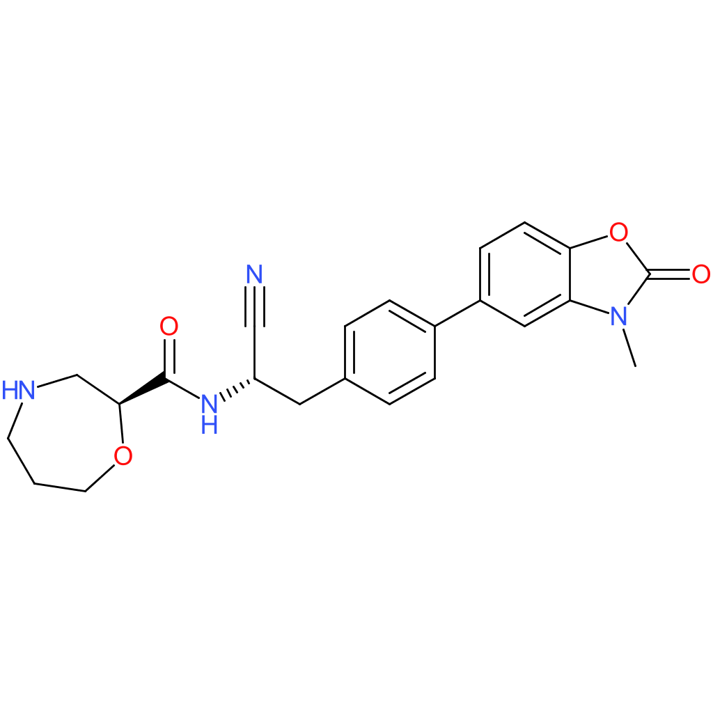 (S)-N-((S)-1-Cyano-2-(4-(3-methyl-2-oxo-2,3-dihydrobenzo[d]oxazol-5-yl)phenyl)ethyl)-1,4-oxazepane-2-carboxamide