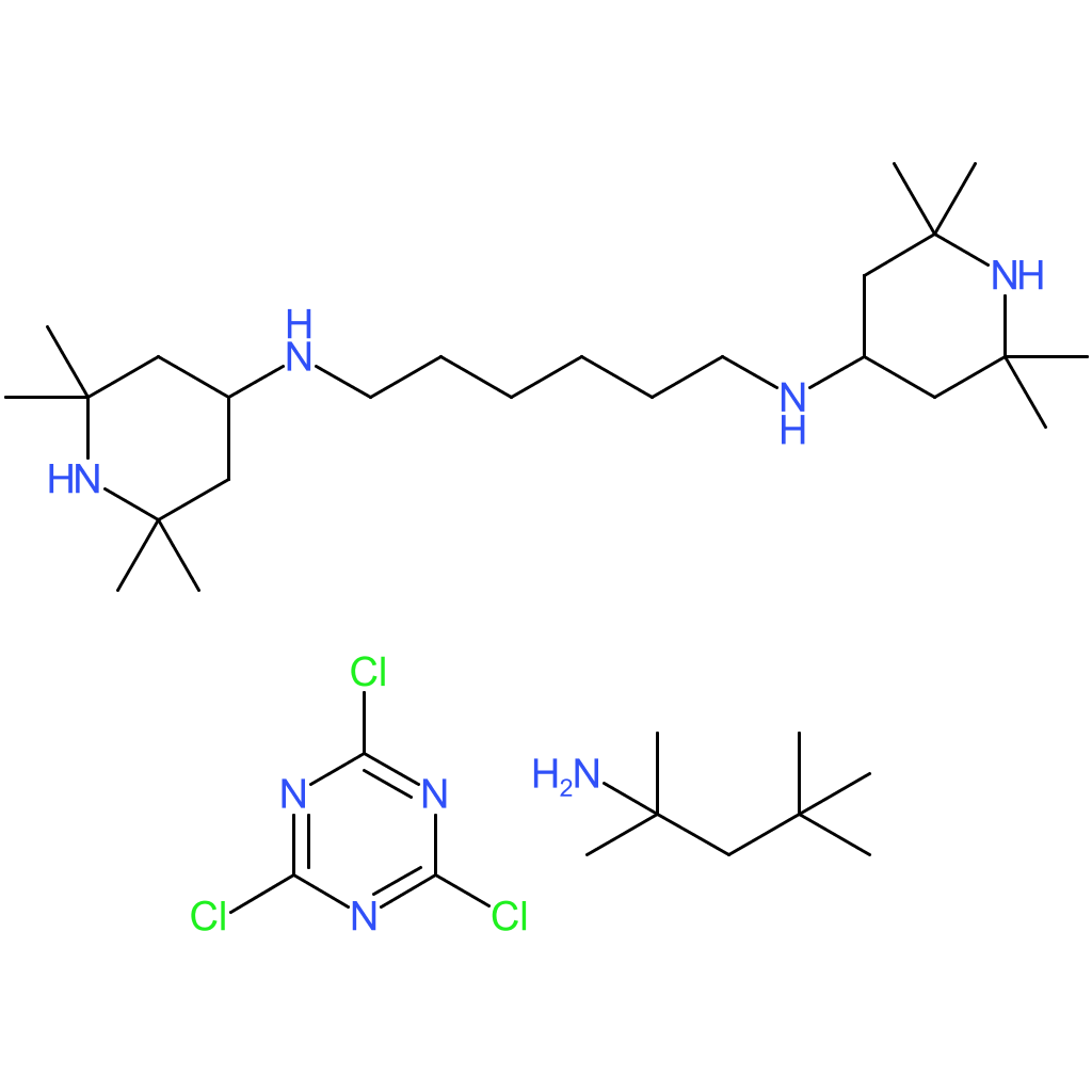Poly[[6-[(1,1,3,3-tetramethylbutyl)amino]-s-triazine-2,4-diyl]-[(2,2,6,6-tetramethyl-4-piperidyl)imino]-hexamethylene-[(2,2,6,6-tetramethyl-4-piperidyl)imino] average Mn ~2,000