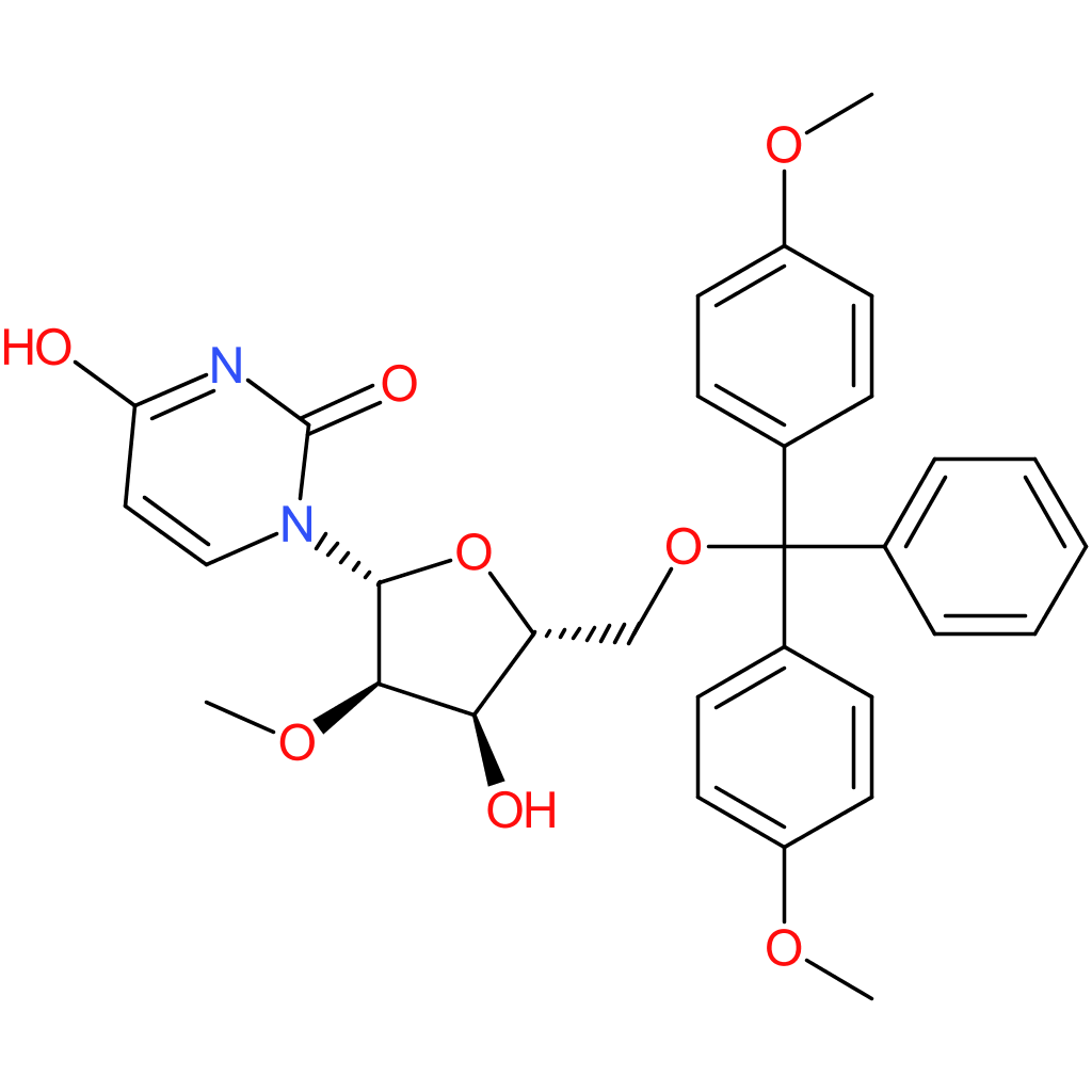 1-((2R,3R,4R,5R)-5-((Bis(4-methoxyphenyl)(phenyl)methoxy)methyl)-4-hydroxy-3-methoxytetrahydrofuran-2-yl)pyrimidine-2,4(1H,3H)-dione