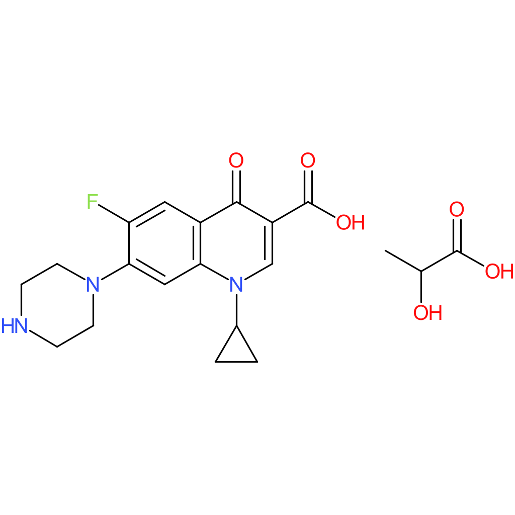 1-Cyclopropyl-6-fluoro-4-oxo-7-(piperazin-1-yl)-1,4-dihydroquinoline-3-carboxylic acid compound with 2-hydroxypropanoic acid (1:1)