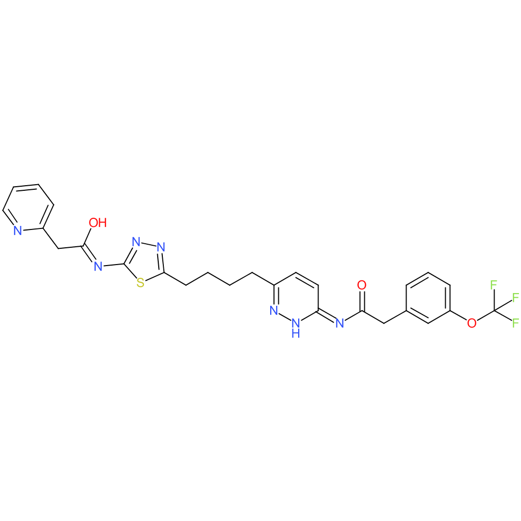 N-[6-[4-[5-[(2-pyridin-2-ylacetyl)amino]-1,3,4-thiadiazol-2-yl]butyl]pyridazin-3-yl]-2-[3-(trifluoromethoxy)phenyl]acetamide