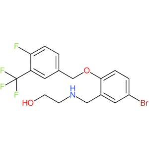 2-((5-bromo-2-((4-fluoro-3-(trifluoromethyl)benzyl)oxy)benzyl)amino)ethan-1-ol