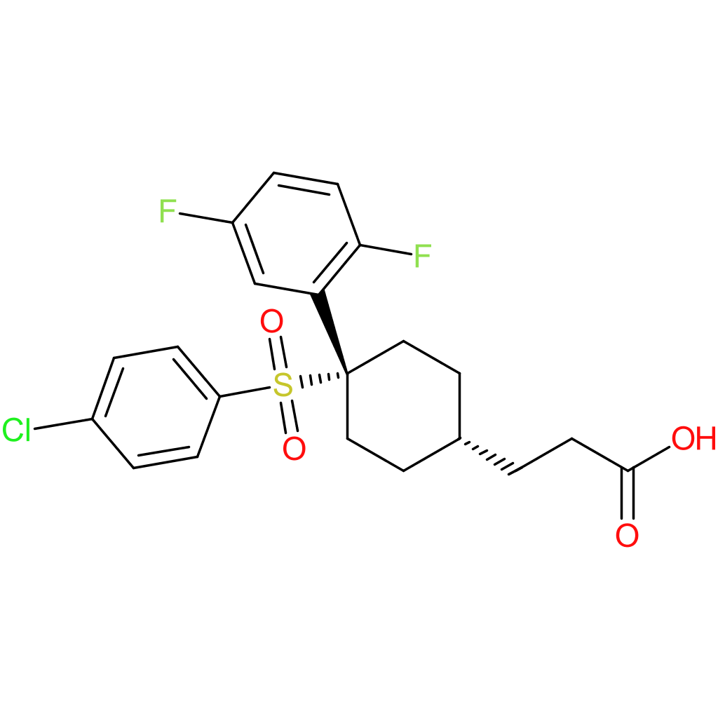 cis-4-[(4-Chlorophenyl)sulfonyl]-4-(2,5-difluorophenyl)cyclohexanepropanoic acid