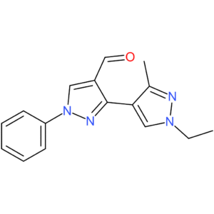 1′-ethyl-3′-methyl-1-phenyl-1H,1’H-[3,4′-bipyrazole]-4-carbaldehyde