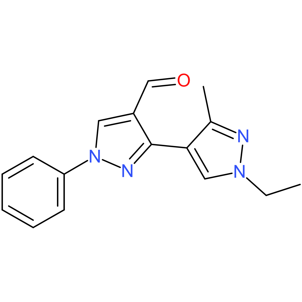 1′-ethyl-3′-methyl-1-phenyl-1H,1’H-[3,4′-bipyrazole]-4-carbaldehyde