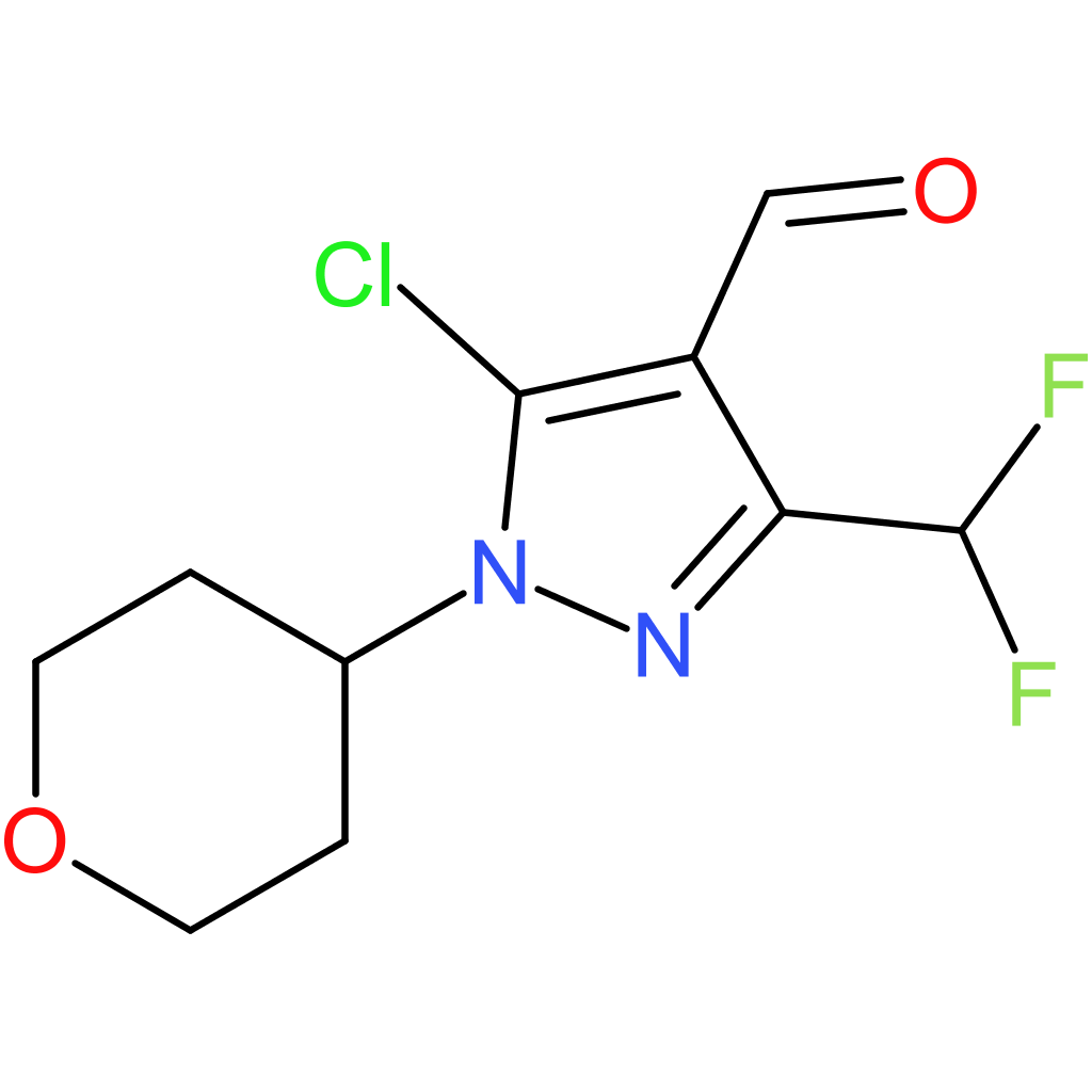 5-chloro-3-(difluoromethyl)-1-(tetrahydro-2H-pyran-4-yl)-1H-pyrazole-4-carbaldehyde