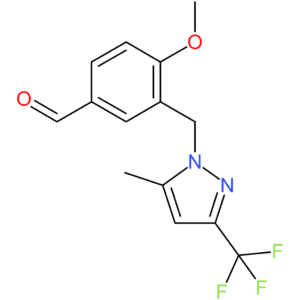 4-methoxy-3-((5-methyl-3-(trifluoromethyl)-1H-pyrazol-1-yl)methyl)benzaldehyde
