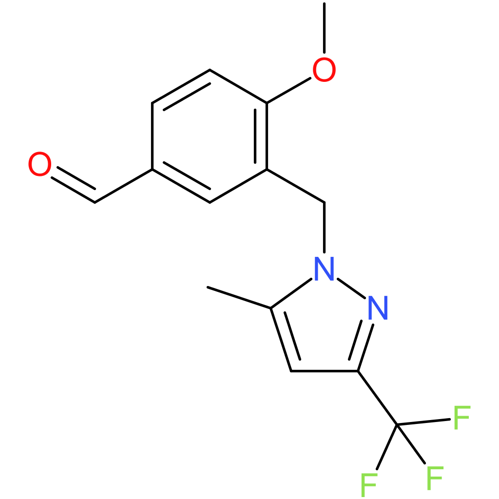 4-methoxy-3-((5-methyl-3-(trifluoromethyl)-1H-pyrazol-1-yl)methyl)benzaldehyde