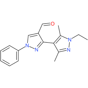 1′-ethyl-3′,5′-dimethyl-1-phenyl-1H,1’H-[3,4′-bipyrazole]-4-carbaldehyde