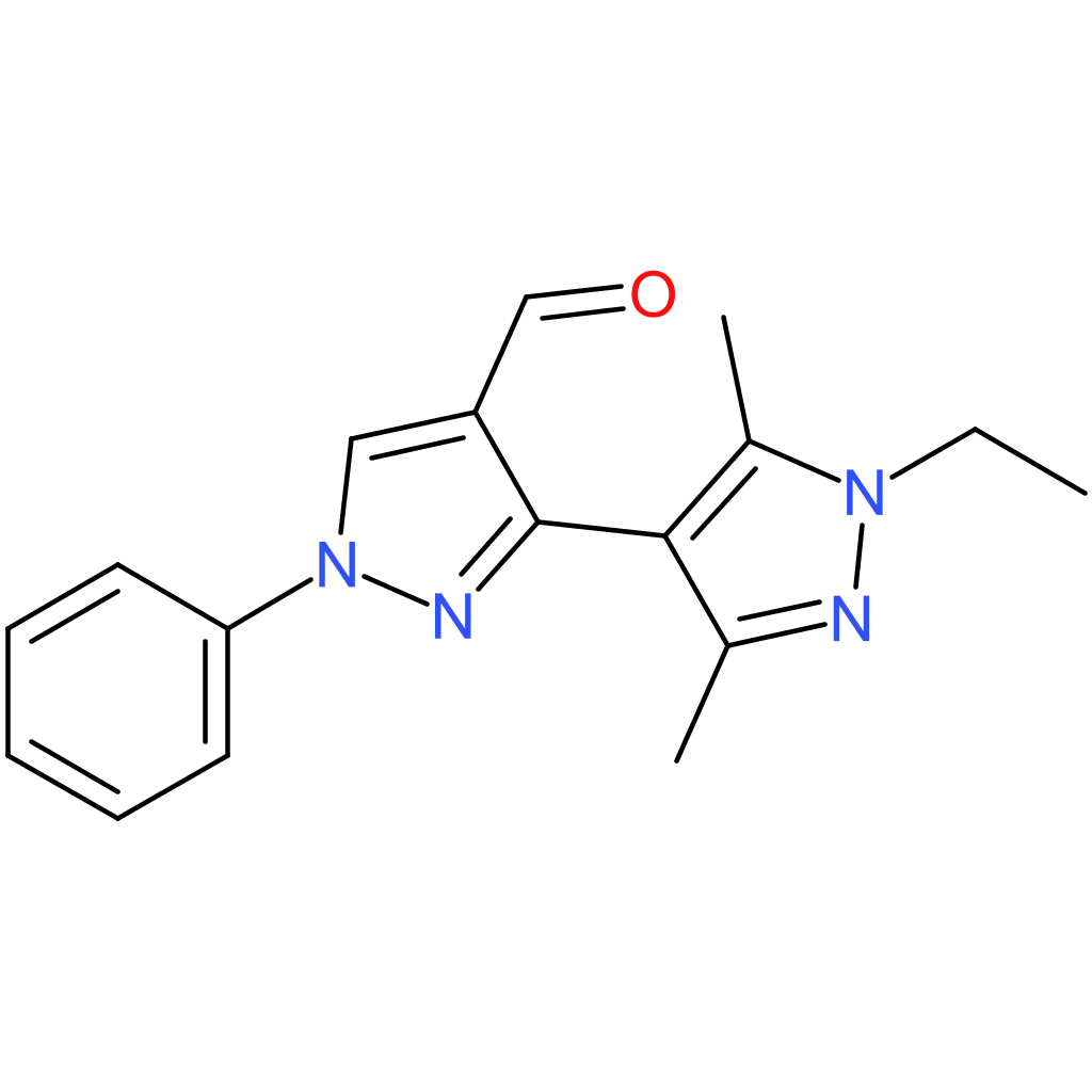 1′-ethyl-3′,5′-dimethyl-1-phenyl-1H,1’H-[3,4′-bipyrazole]-4-carbaldehyde