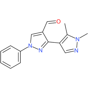 1′,5′-dimethyl-1-phenyl-1H,1’H-[3,4′-bipyrazole]-4-carbaldehyde
