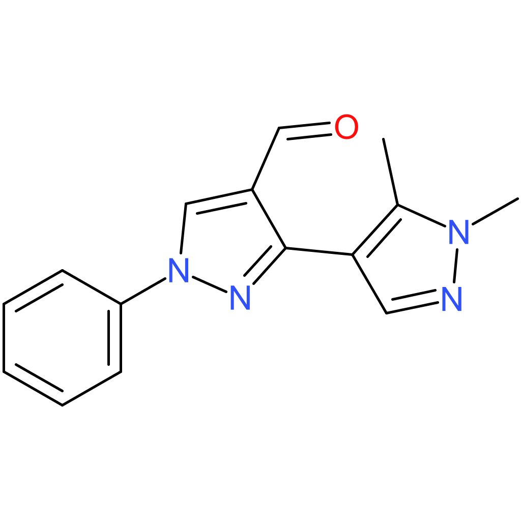 1′,5′-dimethyl-1-phenyl-1H,1’H-[3,4′-bipyrazole]-4-carbaldehyde