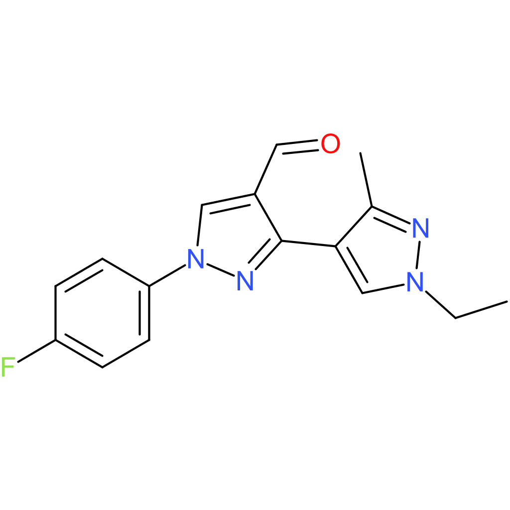 1′-ethyl-1-(4-fluorophenyl)-3′-methyl-1H,1’H-[3,4′-bipyrazole]-4-carbaldehyde