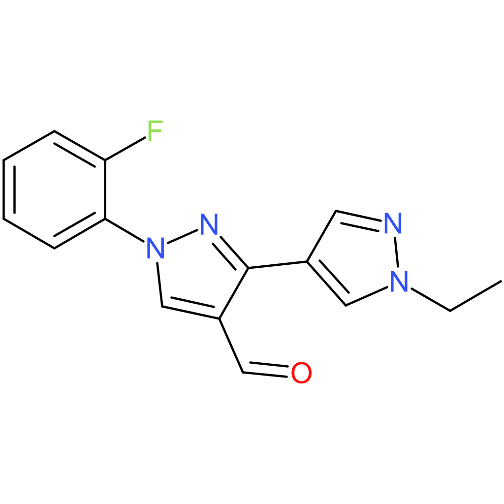 1′-ethyl-1-(2-fluorophenyl)-1H,1’H-[3,4′-bipyrazole]-4-carbaldehyde