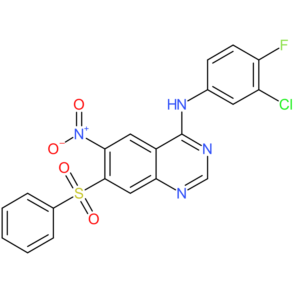 7-(benzenesulfonyl)-N-(3-chloro-4-fluorophenyl)-6-nitroquinazolin-4-amine