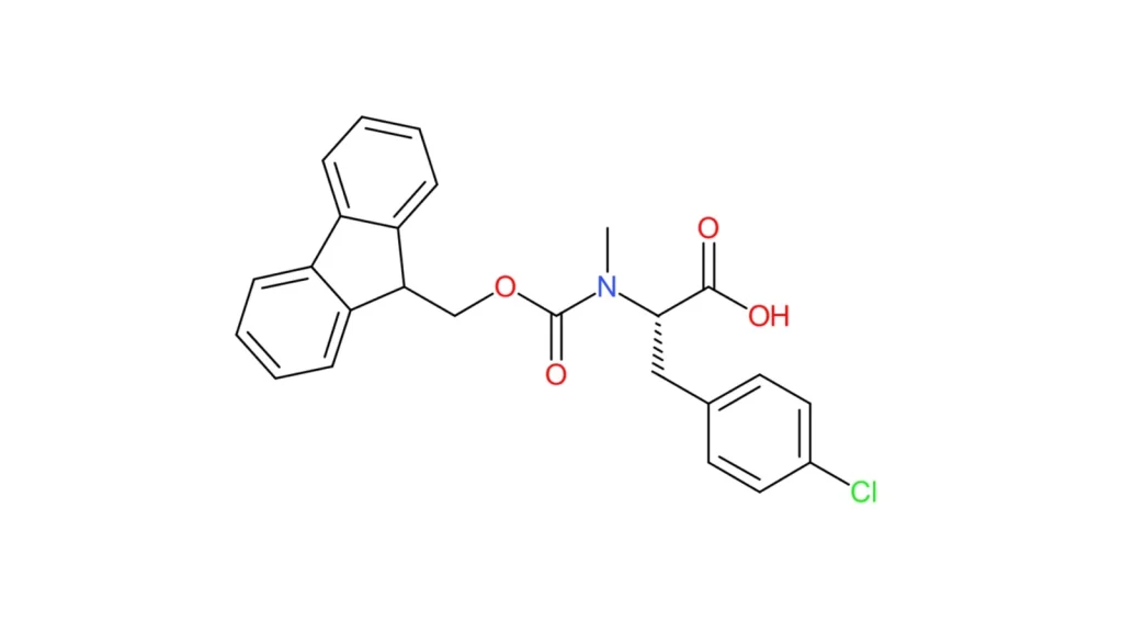 chemical structure of fmoc nalpha methyl 4 chloro l phenylalanine (c25h22clno4)
