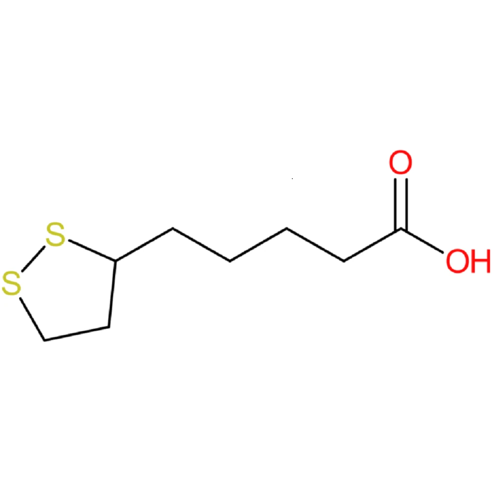 alpha lipoic acid chemical structure a 1,2 dithiolane ring joined to a pentanoic acid chain